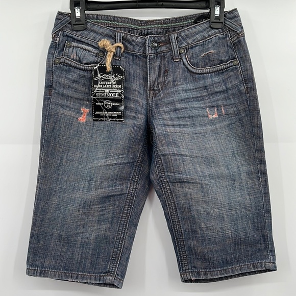 NWT Stitch’s Denim Bermuda Short The Seminole Black Label Denim Sz 25 Blue - Picture 1 of 9